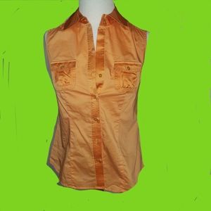 5/35 NWOT DS TOP SZ 4 ORANGE SHINY BUTTON DOWN